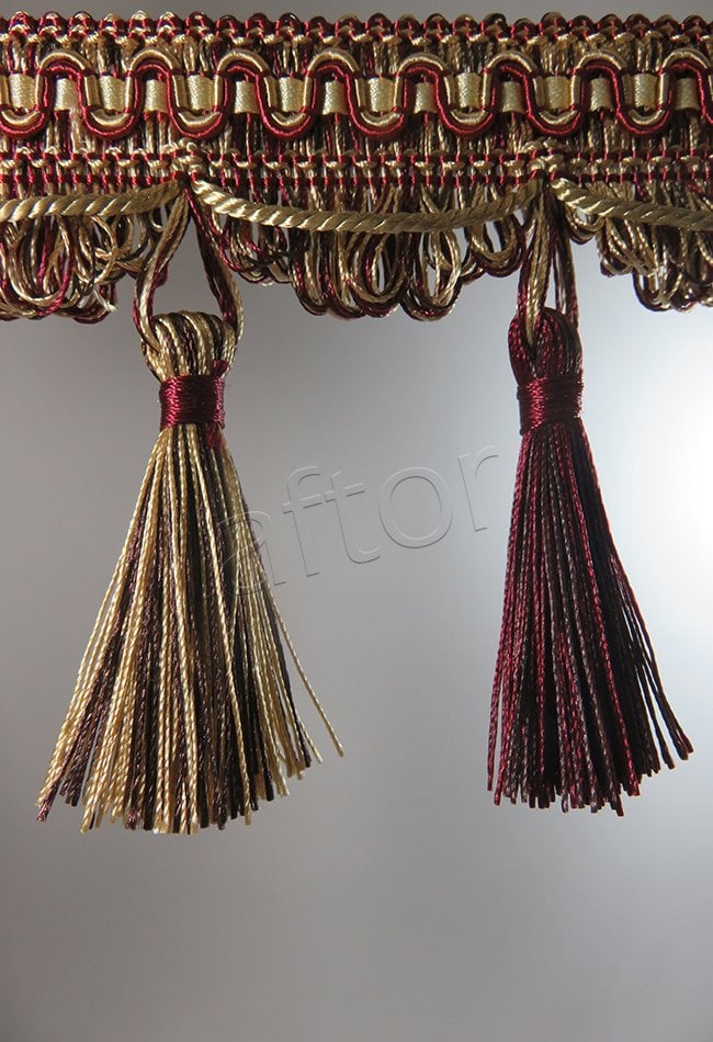 perde saçağı püsküllü rosa 01(v-9) sarı-bordo-çift renk 0116