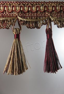 perde saçağı püsküllü rosa 01(v-9) sarı-bordo-çift renk 0116