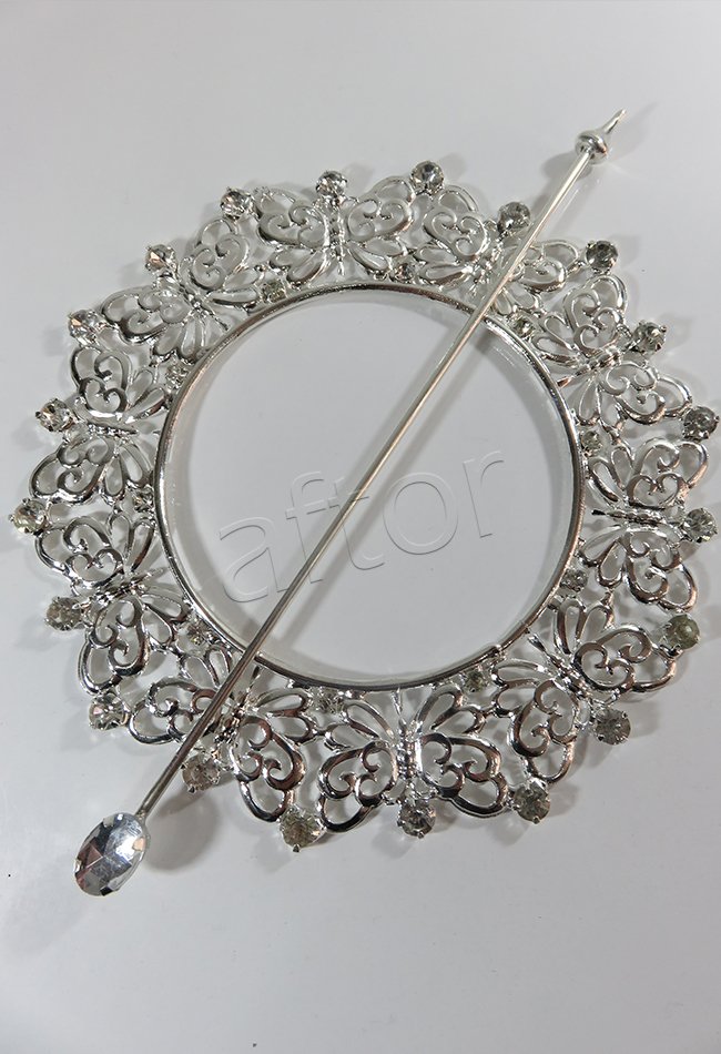 perde tokası demir swarovski taşlı gümüş - 8569 (a 19)