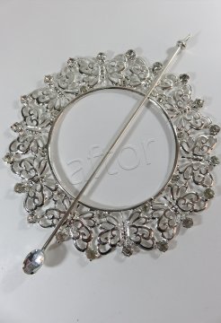 perde tokası demir swarovski taşlı gümüş - 8569 (a 19)