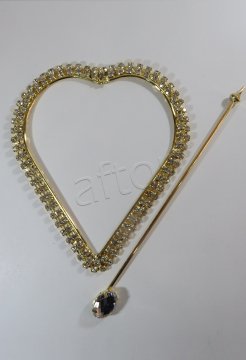 perde tokası demir swarovski taşlı altın - 8579 (a 18)