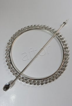 perde tokası demir swarovski taşlı gümüş - 8593 (a 16)