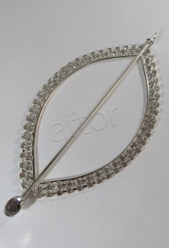 perde tokası demir swarovski taşlı gümüş - 8595 (a 17)
