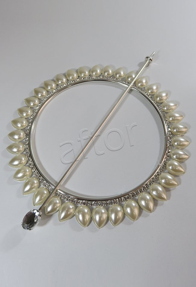 perde tokası demir swarovski taşlı gümüş - 8610 (a 10)
