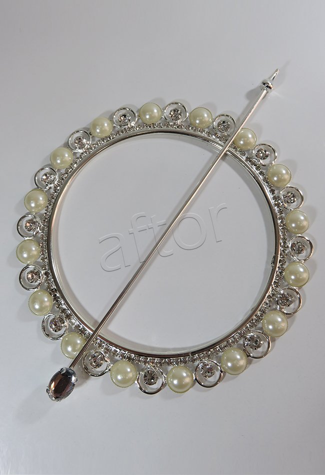 perde tokası demir swarovski taşlı gümüş - 8614 (a 9)