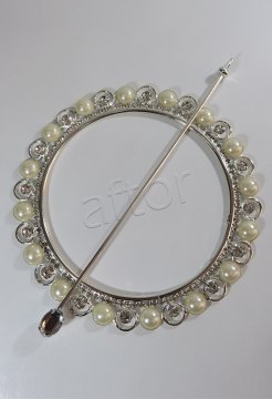 perde tokası demir swarovski taşlı gümüş - 8614 (a 9)