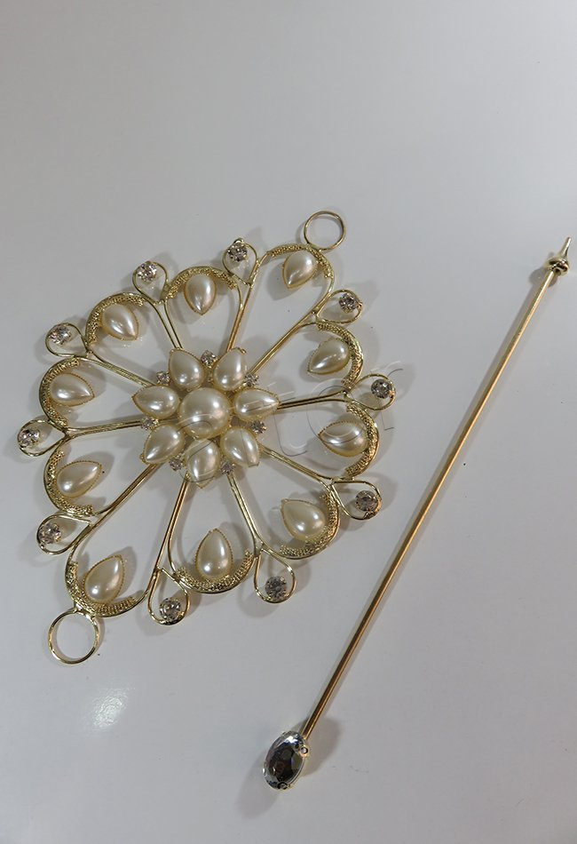 perde tokası demir swarovski taşlı altın- 8631 (a 1)