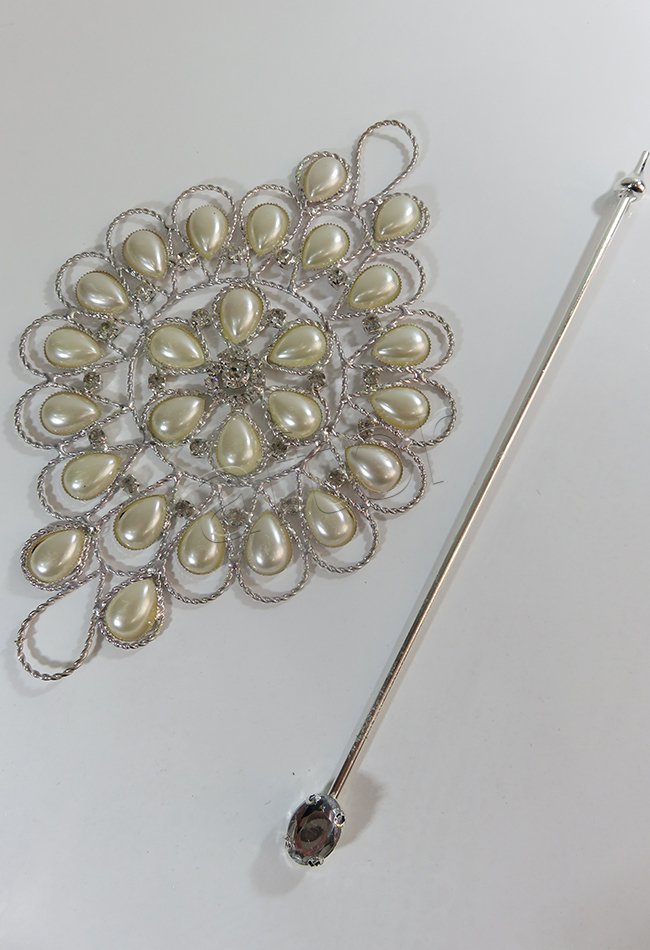 perde tokası demir swarovski taşlı gümüş - 8636 (a 6)