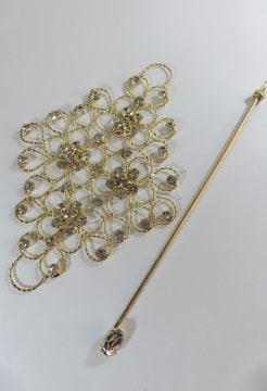 perde tokası demir swarovski taşlı altın - 8644 (a 4)