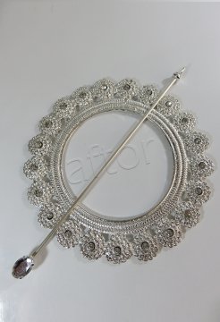 perde tokası demir swarovski taşlı gümüş - 8650 (a 11)