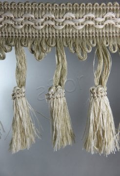 perde saçağı püsküllü vizon-krem 0750