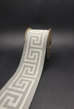 bordür kurdela şerit jakarlı bordür (3.5 mt top) kumaş bordür 70176 V14 Gri