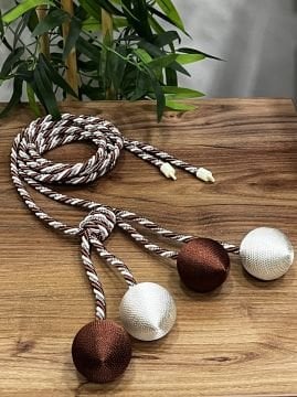Kruvaze Perde Fon Bağı 4 Toplu Model - 40 No Tarçın-Ekru