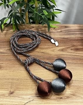Kruvaze Perde Fon Bağı 4 Toplu Model - Antrasit-Tarçın