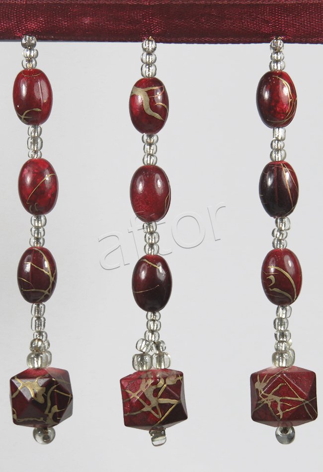 perde boncuğu af-26 damarlı-bordo & gümüş