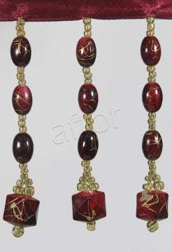 perde boncuğu af-26 damarlı-bordo & sarı