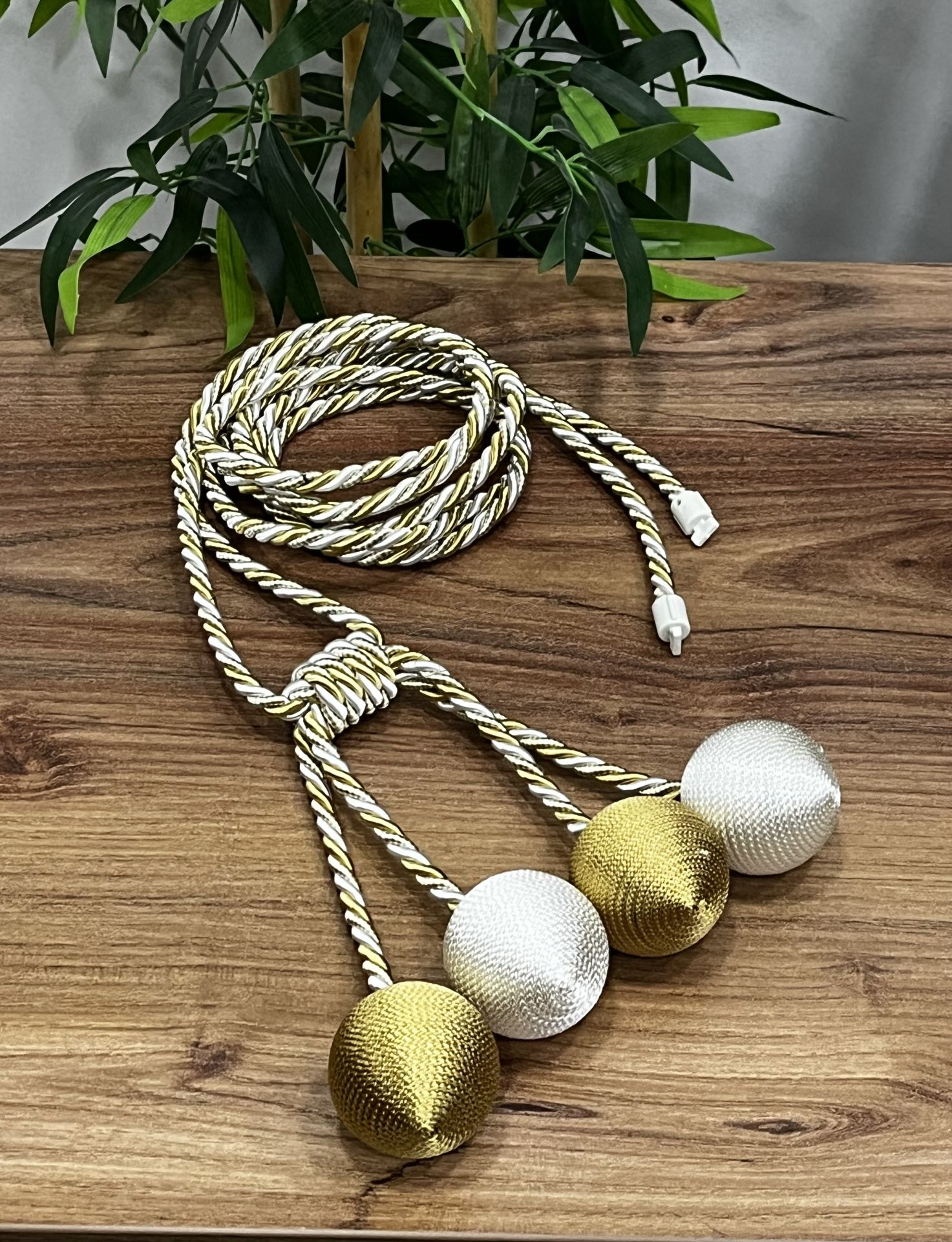 Kruvaze Perde Fon Bağı 4 Toplu Model - 62 No Gold-Ekru
