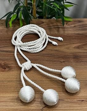 Kruvaze Perde Fon Bağı 4 Toplu Model - 02 No Krem