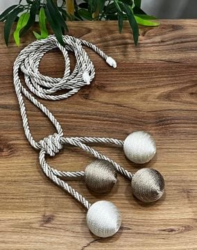 Kruvaze Perde Fon Bağı 4 Toplu Model - 27 No Vizon- Ekru