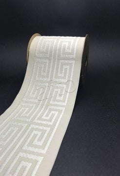 bordür kurdela şerit jakarlı bordür (3.5 mt top)kumaş bordür 100176 V1 krem