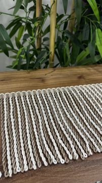 10 cm Zincir Bulyon Saçak (FDY)- VİZON-KREM ÇİFT RENK- 0228