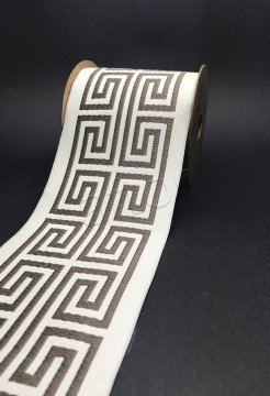 bordür kurdela şerit jakarlı bordür(3.5 mt top)  kumaş bordür 100176 V4 kahve