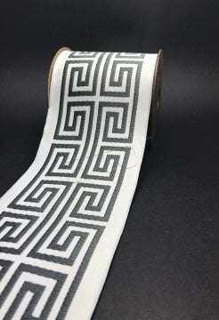 bordür kurdela şerit jakarlı bordür (3.5 mt top) kumaş bordür 100176 V8 koyu gri(Füme)