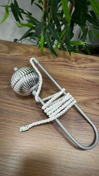 Metal Hayalet Kol Bağı- Kornişten Perde Toplama Aparatı- Parlak Gri Renk- Desenli- 0104