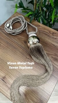 Parlak Metal Toplu Kornişten Perde Toplama Braçol - Vizon Renk - 0301