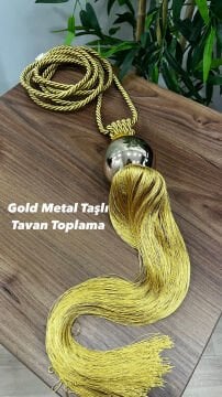 Parlak Metal Toplu Kornişten Perde Toplama Braçol - Gold Renk - 0302