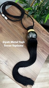 Parlak Metal Toplu Kornişten Perde Toplama Braçol - Siyah Renk - 0305