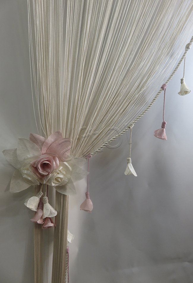 braçol perde fon bağı toplama kruvaze fon bağı güllü saçak ve kruvaze gülü 2 'li takım -0873