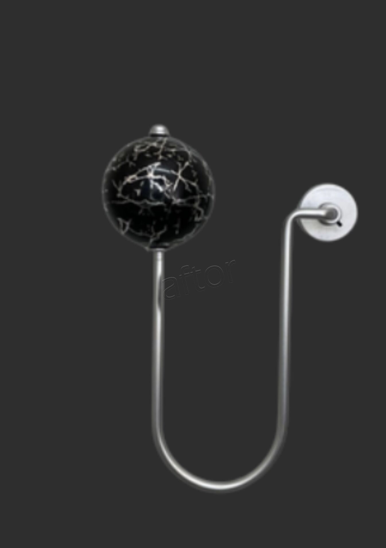 Damarlı Tek Toplu Metal Kol Bağı- Perdeyi Duvardan Yana Toplama Aparatı- Siyah Gümüş Çift Renk- 0607