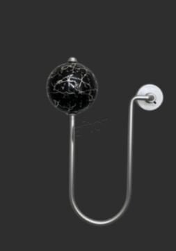 Damarlı Tek Toplu Metal Kol Bağı- Perdeyi Duvardan Yana Toplama Aparatı- Siyah Gümüş Çift Renk- 0607