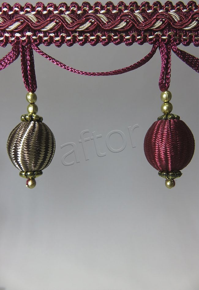 perde saçağı ponponlu 300   (v-7) saçak bordo çift renk    -1514