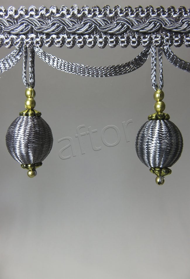 perde saçağı ponponlu 300 (v-9) saçak gri    -1515