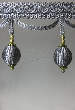 perde saçağı ponponlu 300 (v-9) saçak gri    -1515