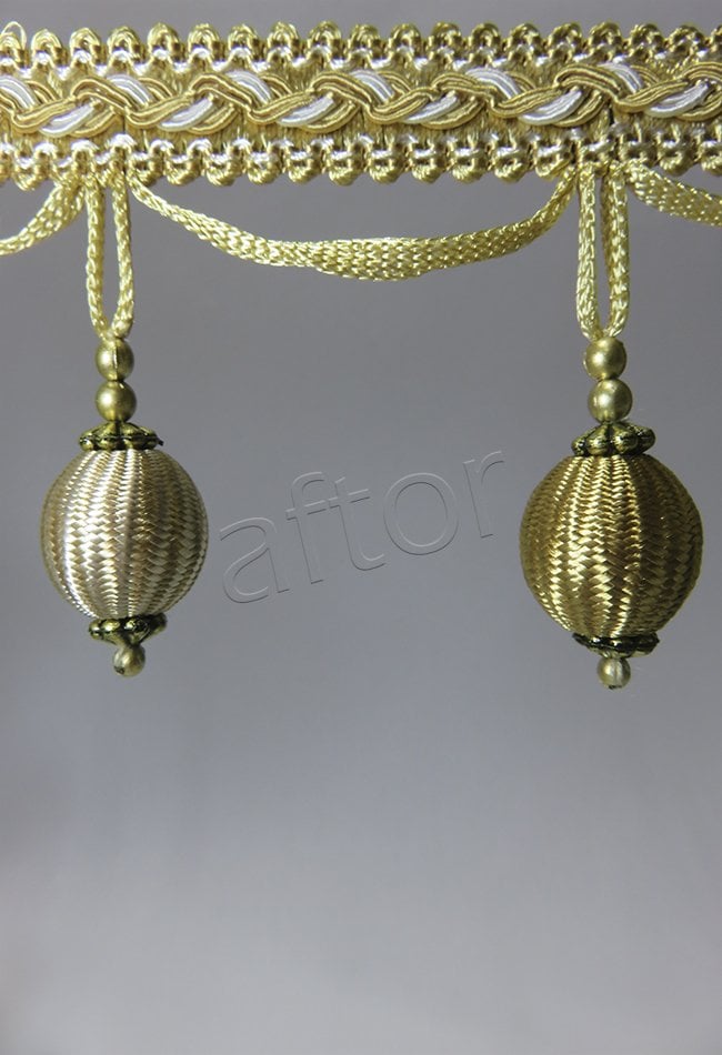 perde saçağı 300 ponponlu (v-8) saçak  sarı çift renk    -1517