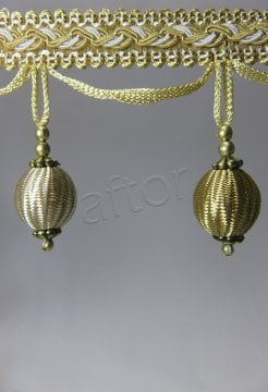 perde saçağı 300 ponponlu (v-8) saçak  sarı çift renk    -1517