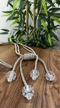 Şeffaf 4 Toplu Yan Braçol (Perde Yan Duvardan Toplanır)-  Vizon Renk- 0701