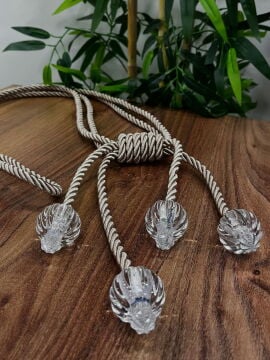 Şeffaf 4 Toplu Perdeyi Kornişten Toplama Braçolü-  Vizon Renk- 0702