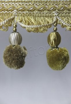 perde saçağı 500 ponponlu (v-8) saçak sarı çift renk     -1506