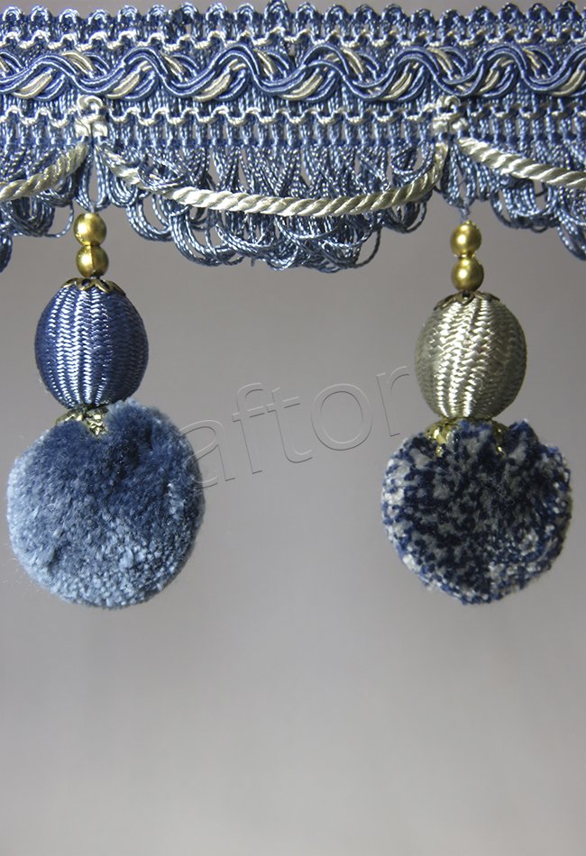 perde saçağı 500 ponponlu   (v-6) saçak çift renk    -1507