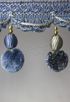 perde saçağı 500 ponponlu   (v-6) saçak çift renk    -1507