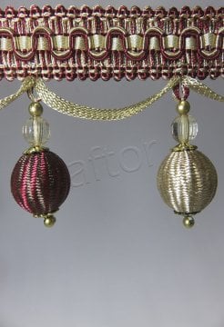 perde saçağı ponponlu rosa 02(v-9)bordo sarı -1510