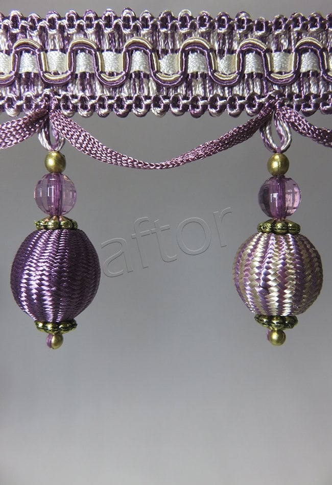 perde saçağı ponponlu rosa 02(v-7)murdum krem  -1511