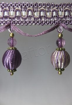 perde saçağı ponponlu rosa 02(v-7)murdum krem  -1511