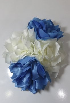 kruvaze gülü fon perde ve kruvaze perde dekoru 4'lü gubbeli güllü 9440