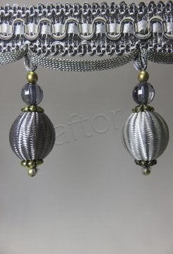 perde saçağı ponponlu rosa 02(v-6) gri-krem çift renk -1513