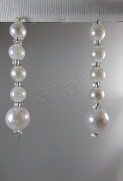 perde boncuğu inci boncuk (12 mm) beyaz ortası 6mm 0835